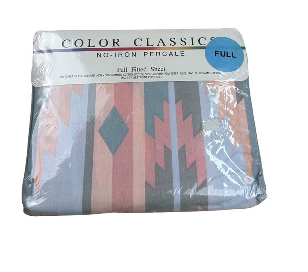 Vintage WestPoint Pepperell Color Classics Mesa Full Fitted Sheet NOS Sealed